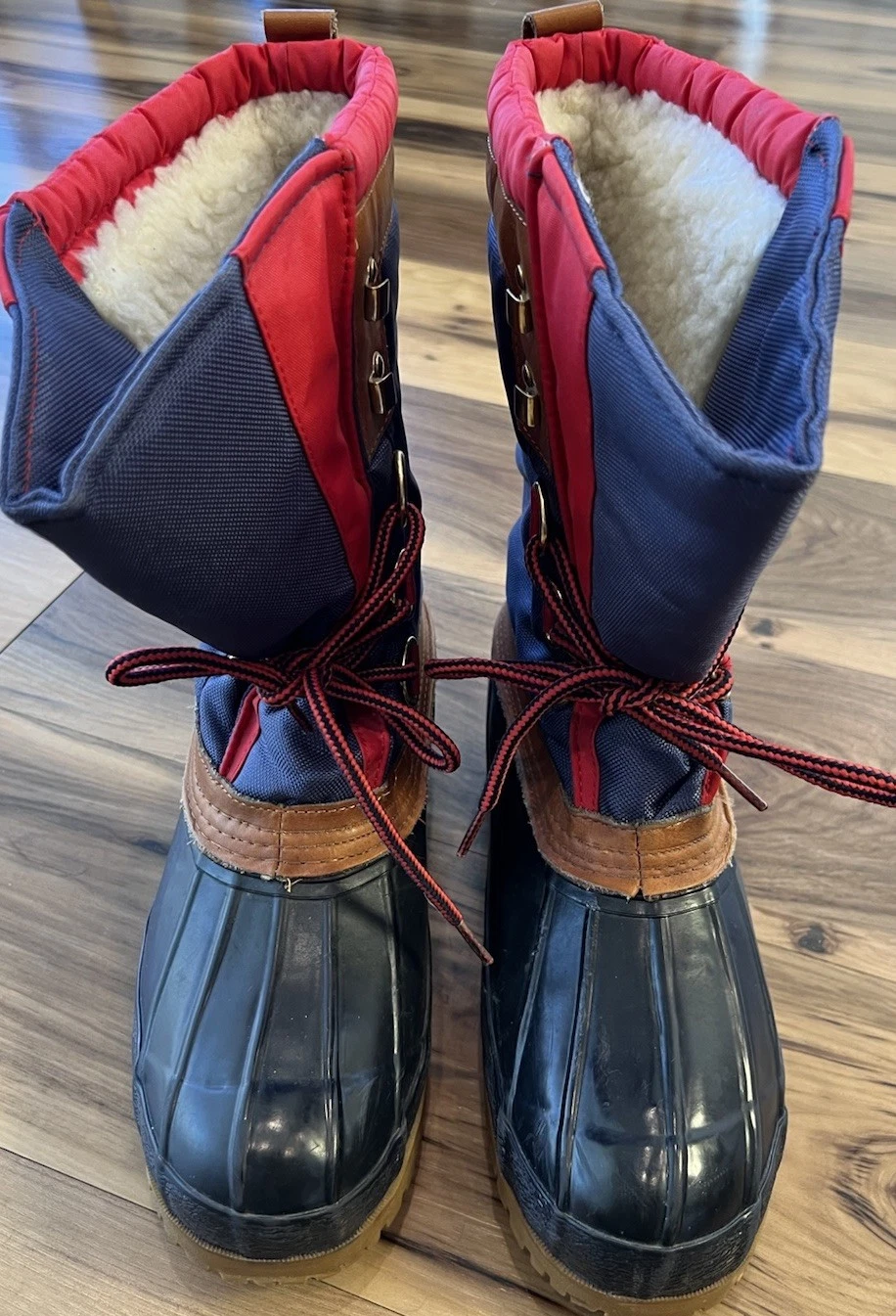 Vintage Y2K Eddie Bauer Duck Boots Mens 10 Shearling Lined Snow Winter
