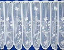 BLOSSOM TIME BUTTERFLY WHITE PANEL EFFECT CAFE NET CURTAIN BY METRE IN TWO DROPS