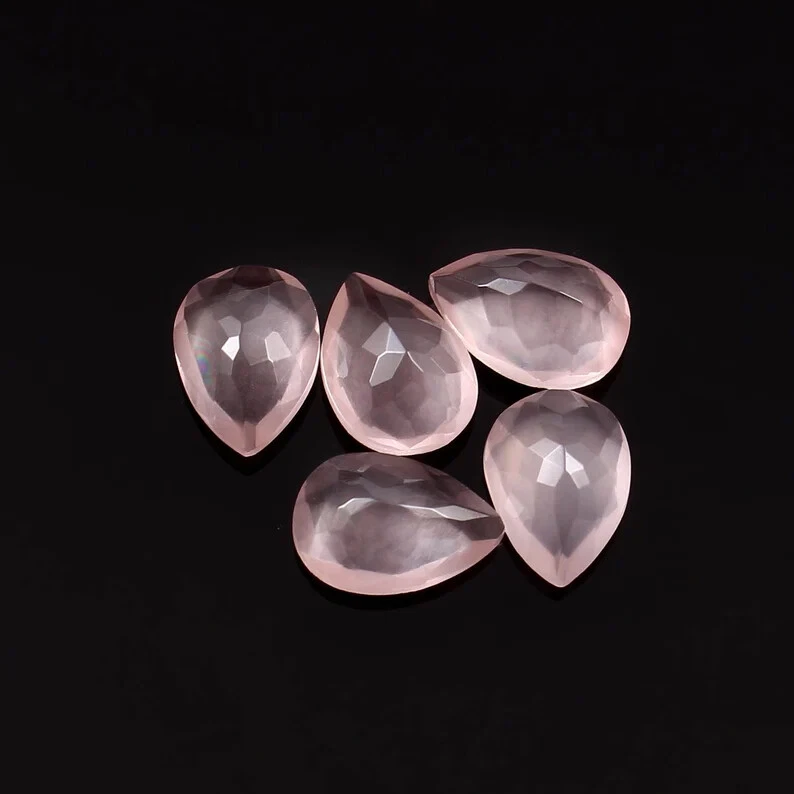 100 Pc Natural Rose Quartz 8X6mm Pear Faceted Cut Calibrated Size Loose Gemstone - Image 2 of 4