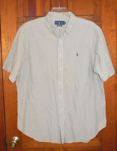 RALPH LAUREN Classic Fit Men's White / Green Check S/S Shirt Blue Pony sz XXL - Picture 3 of 4