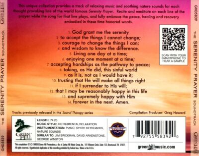 DAVID HUFF SERENITY PRAYER SOUNDTRACK NEW CD