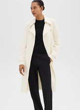 Theory Oaklane White Trench Coat In Size Uk4 / Us0 / Fr32 / It36 - Rrp £575
