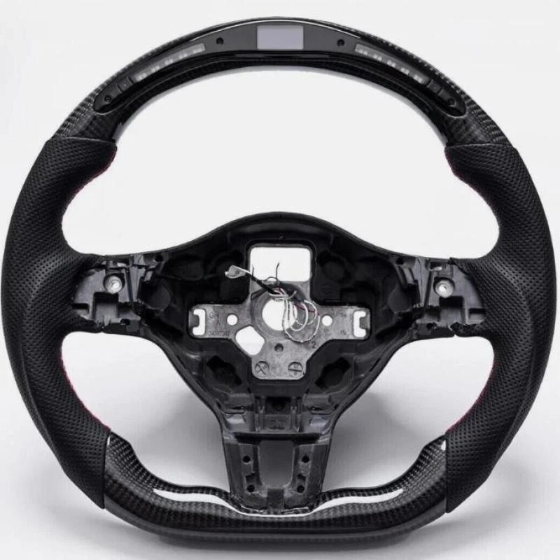 LED Real Carbon Fiber Steering Wheel Fit 2008-2012 VW Golf 6 GTI MK6 Scirocco - Image 2 of 4