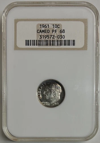 1961 Roosevelt Dime NGC PF68 Cameo Toned Silver Proof Coin 10C Fatty Holder