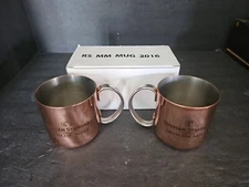 Pair (2) Russian Standard Vodka Moscow Mule Premium Copper Mug Bar Set (2016)