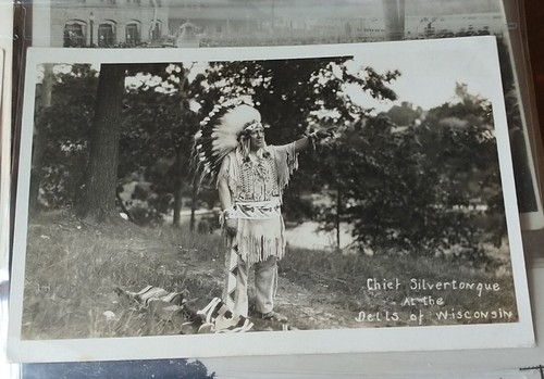 INDIAN CHIEF SILVERTONGUE WISCONSIN NATIVE REAL PHOTO POSTCARD RPPC PHOTOGRAPH
