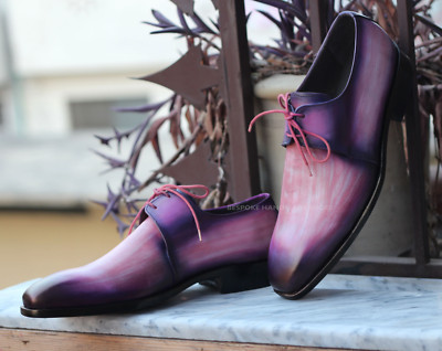 Herrenschuhe Handarbeit Patina Kunst zweifarbig Leder ganz geschnitten Oxford Schnürschuhe elegant