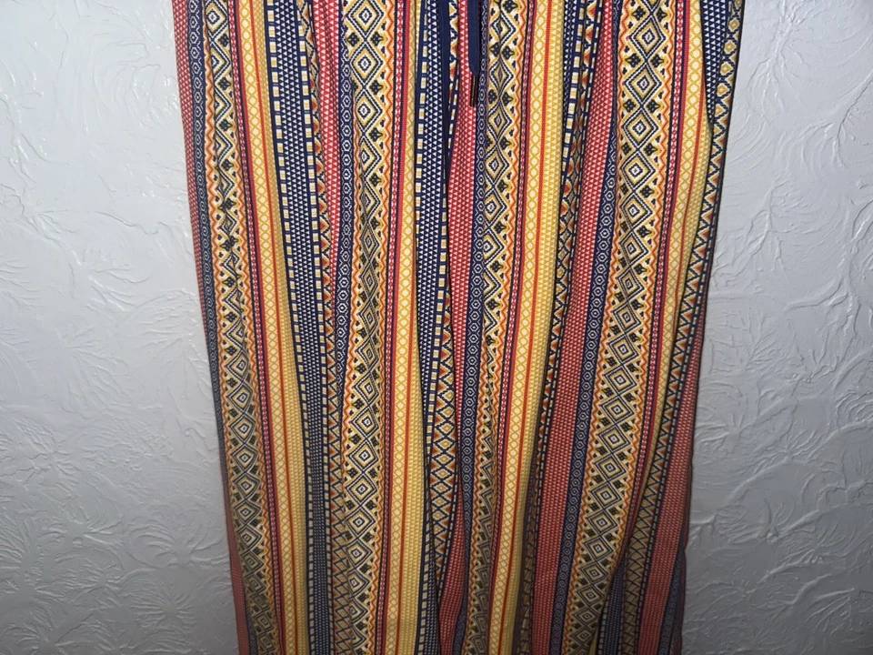 Vestido artesanal vintage años 70 a rayas, encaje, festival, hippie, BOHO. (BC) Foto 4 de 4