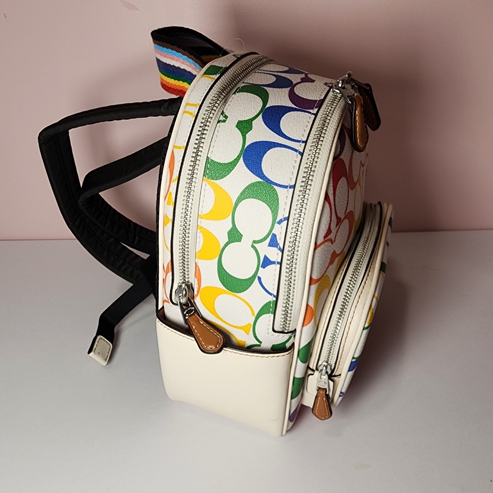 NWT COACH CK377 MINI COURT BACKPACK RAINBOW SIGNATURE PRIDE image 3