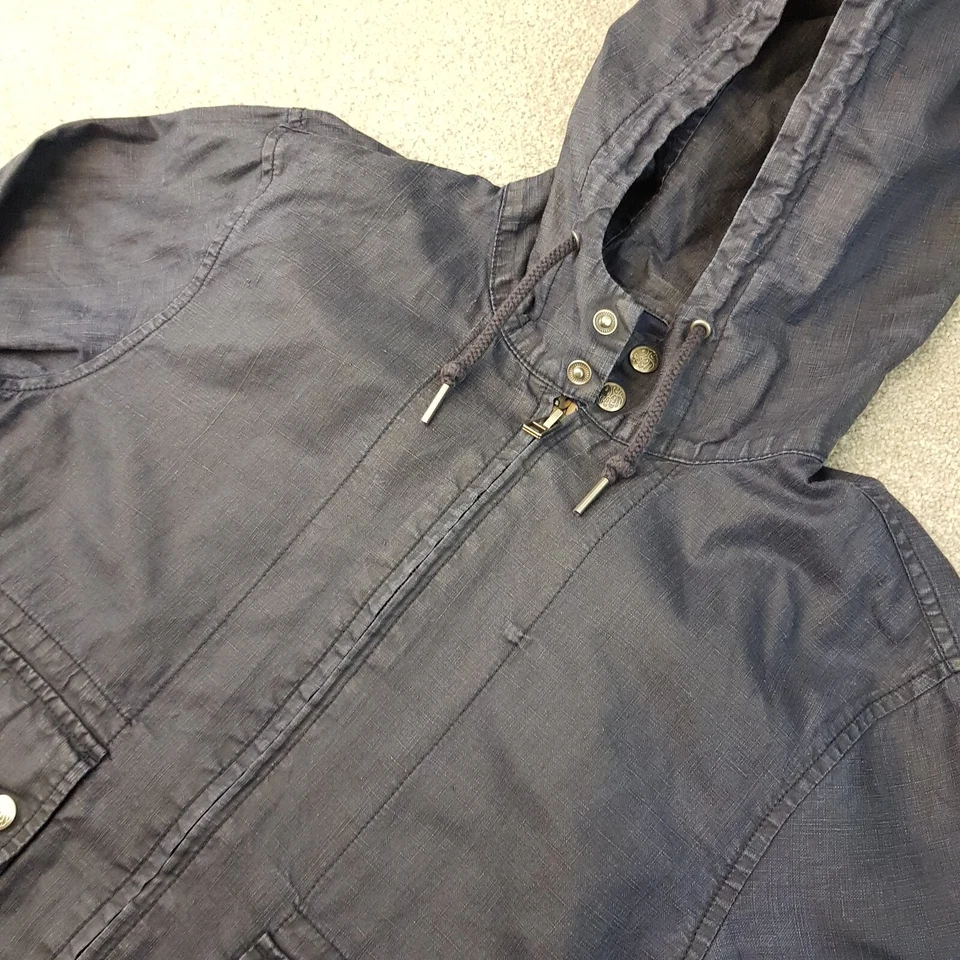 Pretty Green Mens Jacket Small Blue Navy Lightweight Linen Parka Casuals Liam - Image 3 of 4