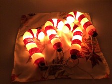 Vintage Christmas 9  Candy Cane Blow Mold Light Set Glitter Small Decoration