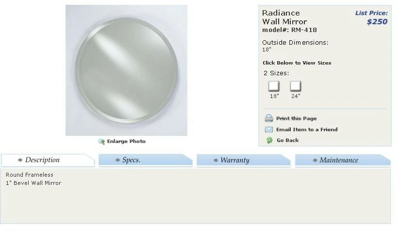 Espejo de pared redondo sin marco Radiance [ID 1093770] 18" de diámetro Foto 3 de 3