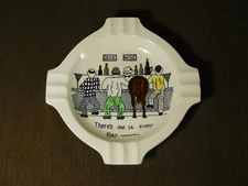 VINTAGE 8" ACROSS TOBACCO FUNNY BAR CERAMIC CIGARETTE ASHTRAY