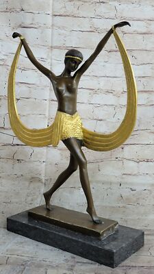 Art Déco Signiert Von Miraval Band Tänzer Messingskulptur Statue Akt Hot Guss