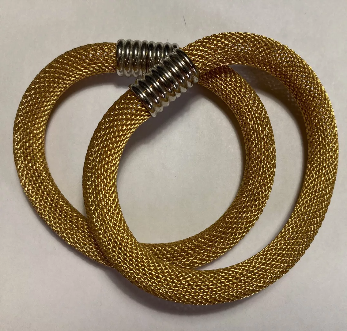 Erica Zap Gold Plated Mesh 2 Bracelets Convert to Choker Necklace