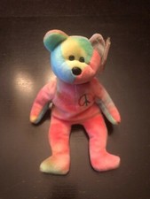 Ty Beanie Babies ~ Peace the Bear ~ Retired Original with Tags RARE
