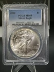 2002 $1 the 2nd Year of the Silver Eagle PCGS MS69 1 oz .999 Fine Silver