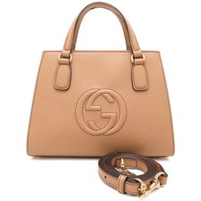 GUCCI Borsa a mano ad incastro G Soho 2Way 607722 pelle beige OUTLET/353478