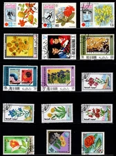 Centsational Amazing Topical Group Worldwide Cancelled Flower Themed Stamps