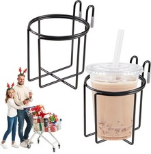 Shopping Cart Cup Holder, 2 Pcs Updated Portable Holder with Bottom Black