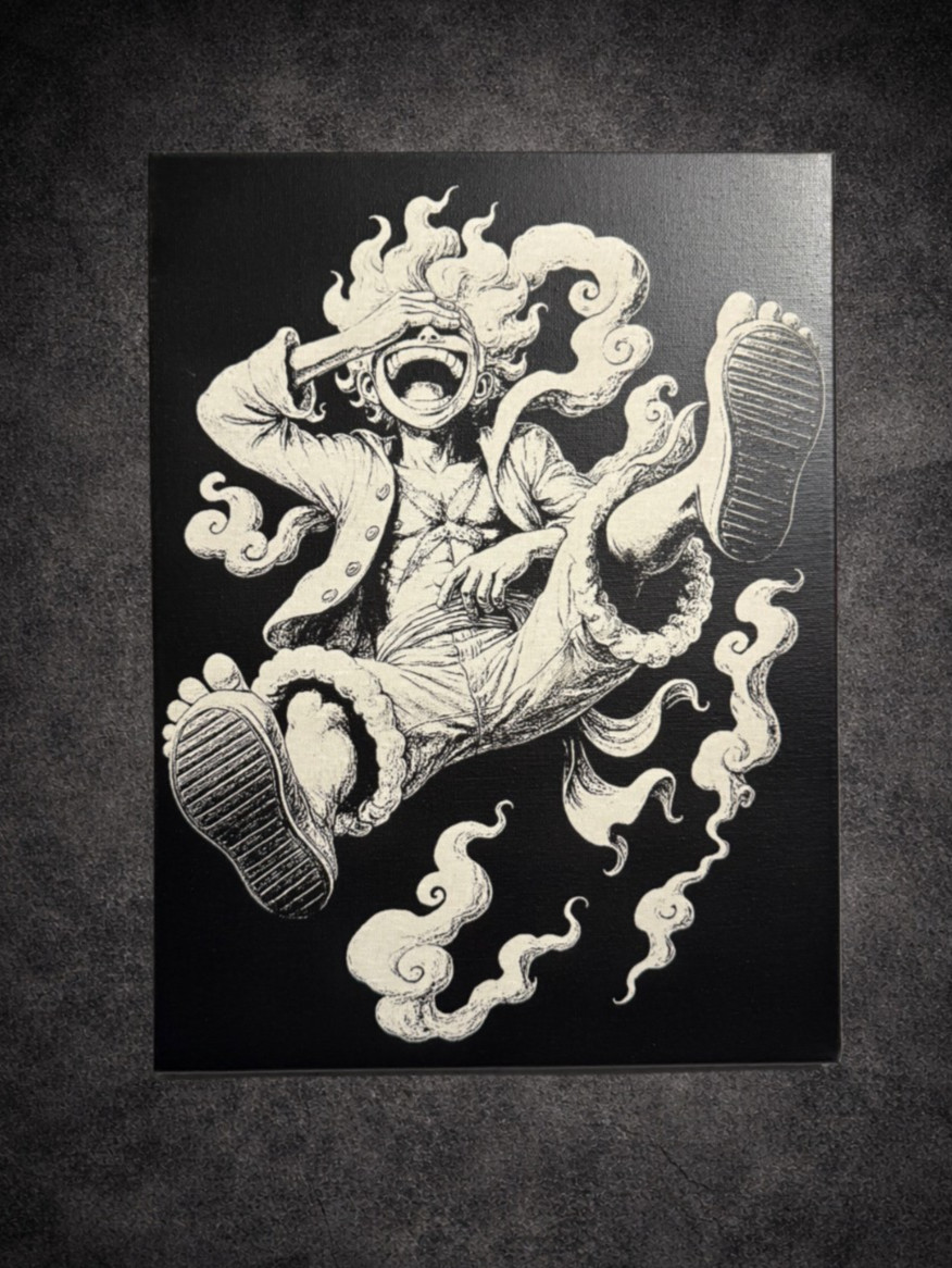 Poster One Piece manga noir et blanc déco chambre toile murale Luffy 40x60cm