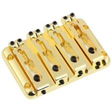 4 String Bass Bridge with Independent Adjustable Saddles BB204 Gold