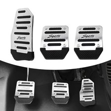 3PCS Non-Slip Car Pedal Pads, Aluminum Alloy Gas Pedal Brake Pedal 3 PCS Silver