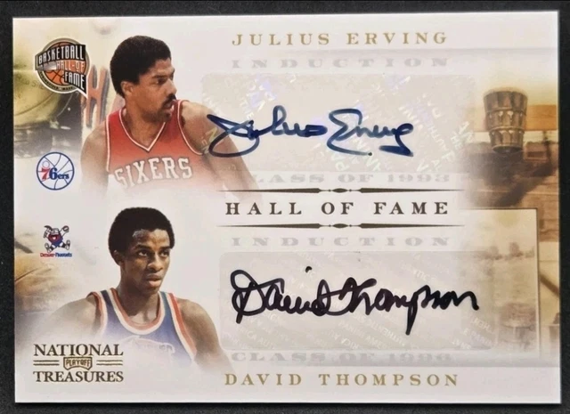 2010-11 National Treasures JULIUS ERVING / DAVID THOMPSON Hall of Fame AUTO /10