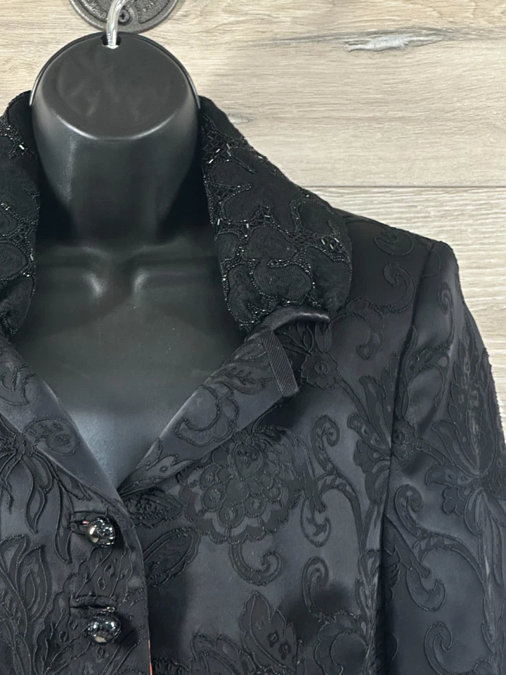 Chaqueta Blazer Giorgio Armani Para Mujer Negra Texturizada Cuello Cuentas 10 EU 42 Foto 2 de 4