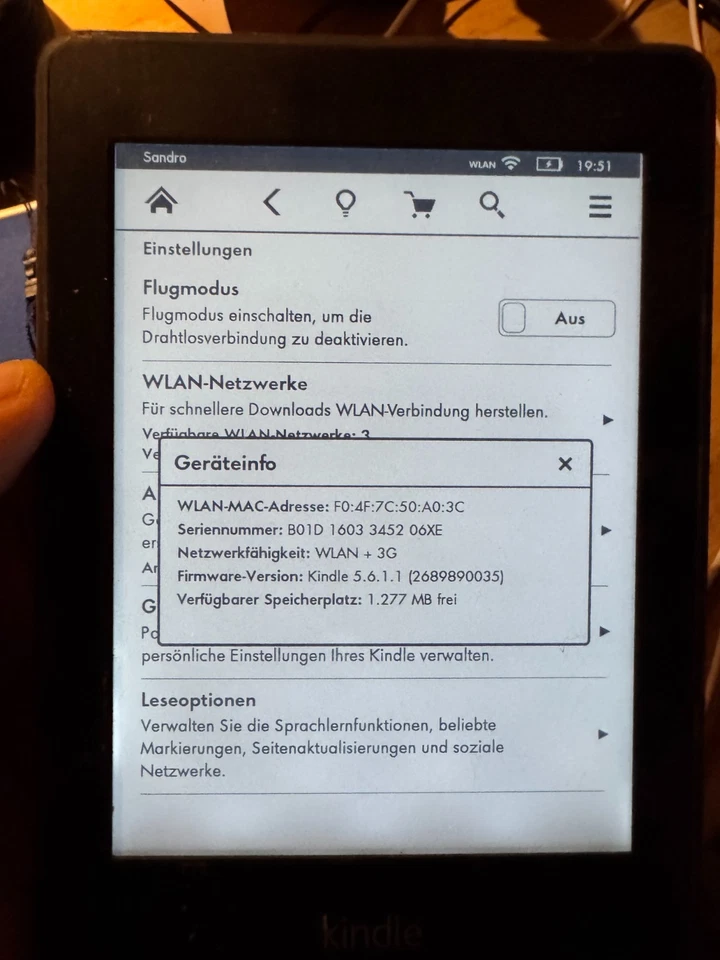 Amazon Kindle Paperwhite 7. Generation 6 Zoll 300 ppi 4 GB - kostenloses 3G - Bild 2 von 3