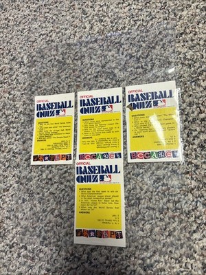 1968 Official Baseball Quiz Cards 4 Different Variations Ruth, Cobb, Yankees