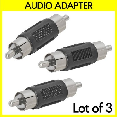 3 Pack RCA Coupler RCA Male to Male Adapter RCA Plug to Plug Convertor Converter