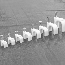 Round Cable Clips White Black Wall Nail TV Aerial Alarm Coax 4-10mm Multi Pack