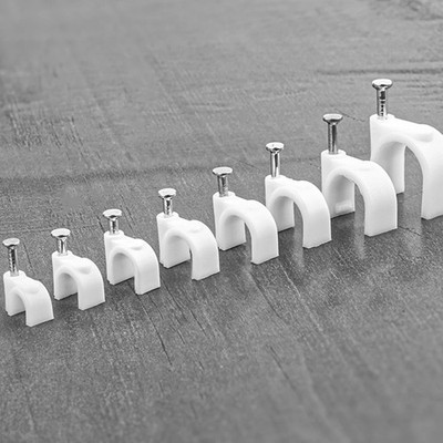 Runde Kabel Clips weiß schwarz Wand Nagel TV Antenne Alarm Koax 4-10 mm Multipack