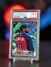 2018 Topps Ronald Acuna Jr RC Red Blue Shirt SP Variation US250 PSA 10 Rookie