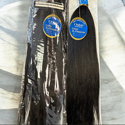 outre urban x-pression human hair yaki straight weft 2 pack 18in 1B