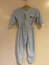 Vintage Carters Blue Terry 2 Piece Footed Pajamas 12-18 Months