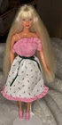 Vtg 90s Bead Blast Barbie Doll Mattel Blonde Hair In My First Party Dress 1980s