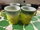 Set of 4 Vintage Green Anchor Hocking Fire-King Kimberly Mugs–Avocado Apocalypse