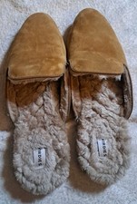 Birdies Women's 9 The Phoebe Classic Leather Brown Faux Fur Slide Slippers Shoes