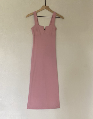 Caution To The Wind Blush Pink Ribbed Bodycon Maxi Dress Sleeveless Size Small
