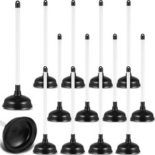 12 Pack Toilet Plungers Bulk with 19.7 Inch Long Handle Force Suction Cup Rub...