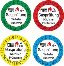 Gasprüfung  G607  Wohnwagen Wohnmobil  Prüfplaketten  20 - 55 mm    5208 W  2028