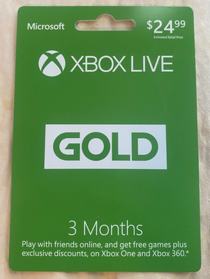 Microsoft Xbox Live Month Gold Membership for sale online