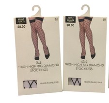 Adult Black Thigh High Big Diamond Stockings Set of 2