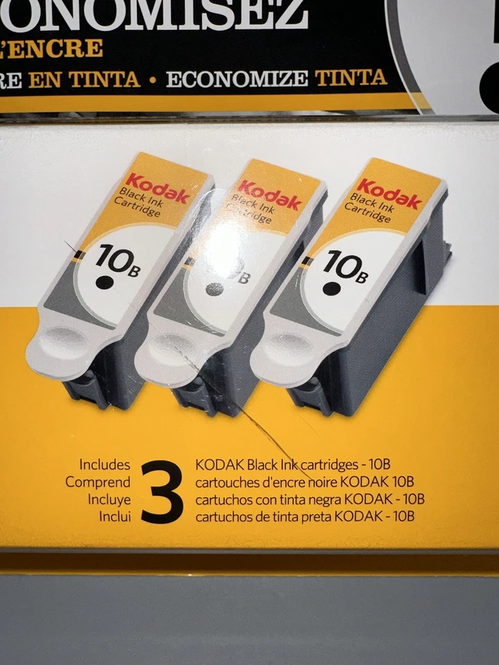 Conjunto de cartuchos de tinta Kodak 10B genuíno fabricante de equipamento original pacote triplo preto novo lacrado - Imagem 3 de 4