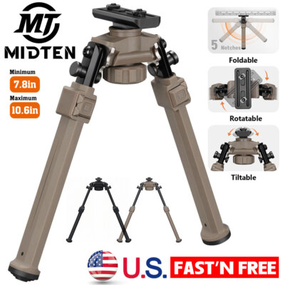 Adjustable 7.8''-10.6'' M-lok Rifle Bipod Hunting Bipod For M-Rail Mount Aluminum
