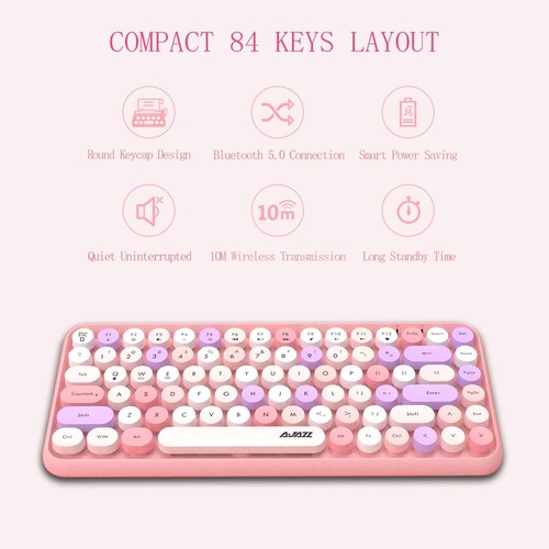 Ajazz 308i Wireless Bluetooth Cute 84 keys Keyboard for PC Laptop Mac Phone - Picture 18 of 30