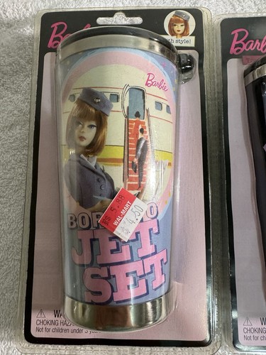 Lot of 2 Vintage 2009 NOS Barbie Travel Coffee Mugs. - Picture 3 of 8