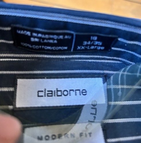 Claiborne Modern Fit Striped Shirt NWT- XXL 18 34/45 - 第 4/5 張圖片